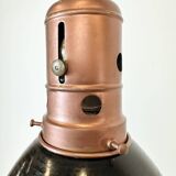 Industrial Italian Black Enamel Factory Lamp with Iron Top, 1950s