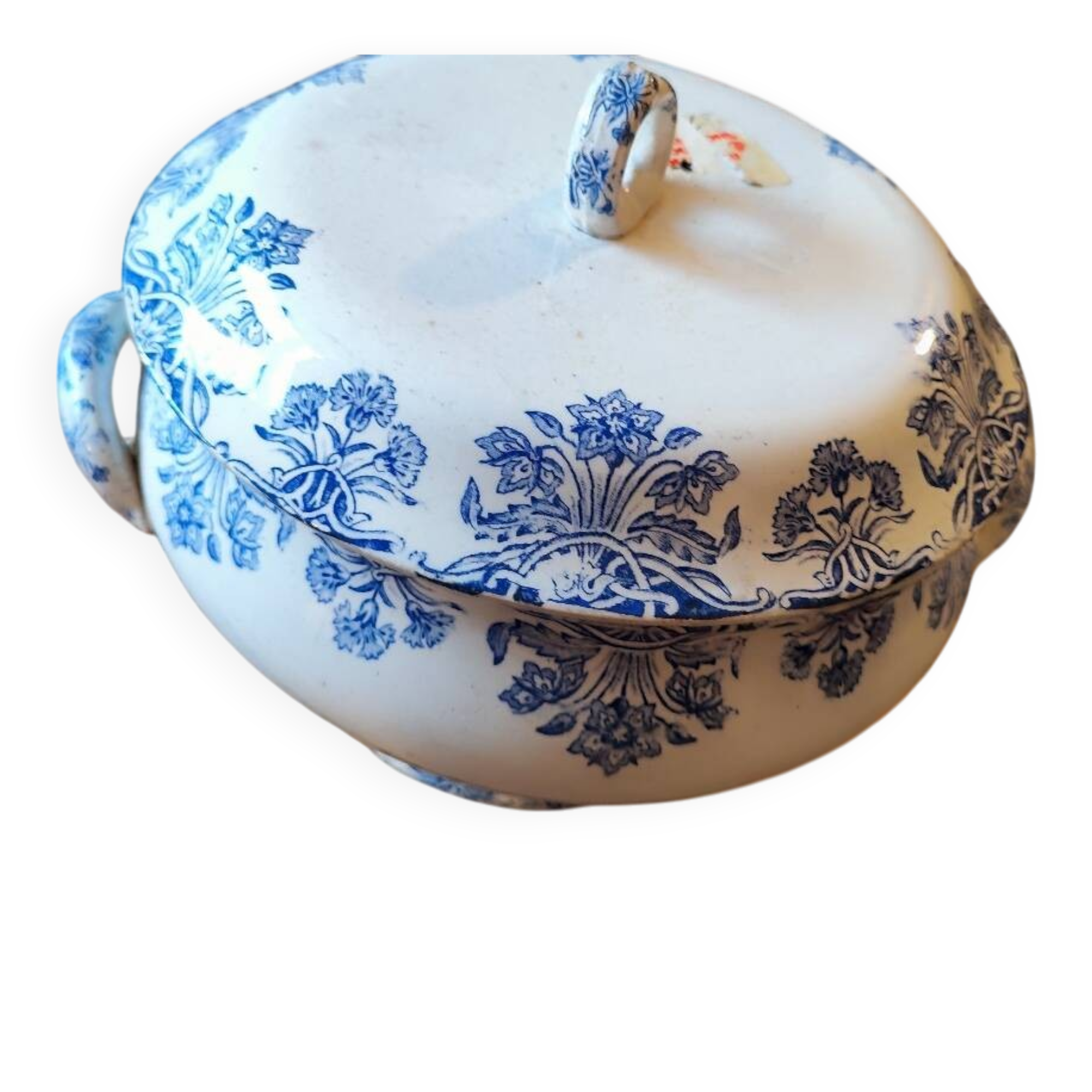 Antique soup tureen Alebacq & M. Bouchart – earthenware from Saint-Amand – decorated