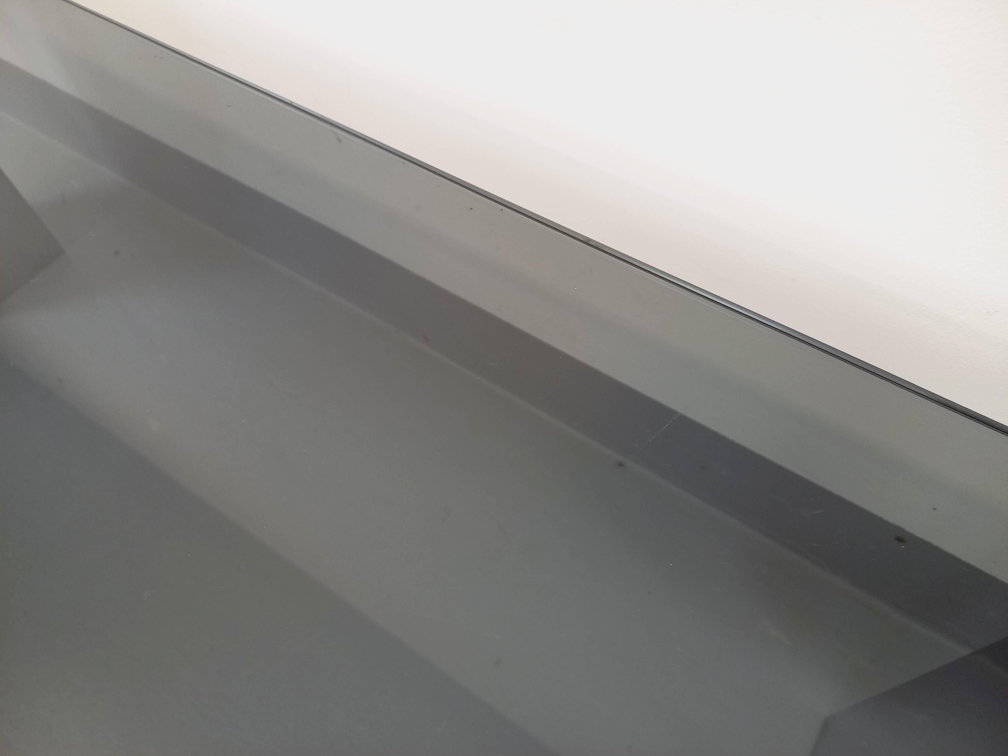 Vintage Italian coffee table Cidue in smoked glass and chrome metal from the 70s