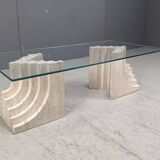 Vintage travertine coffee table Italy , 1970s