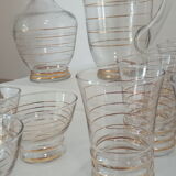 Set carafe, glasses and gold-lecinded cups