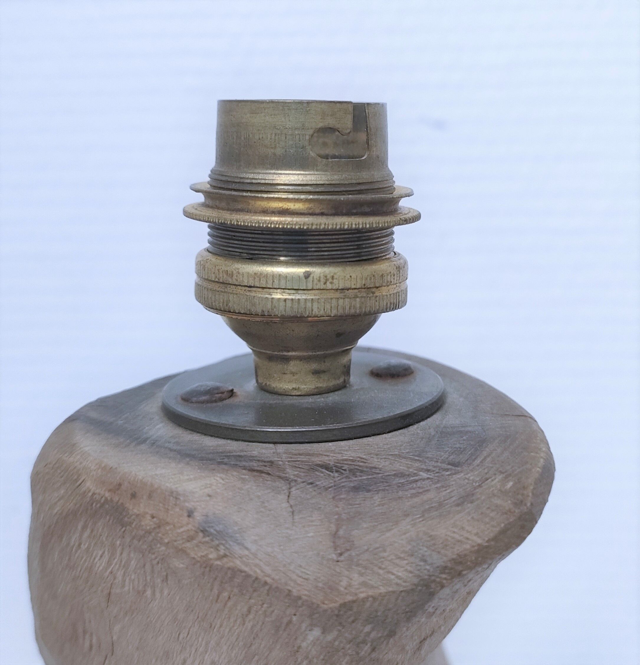 Brutalist solid patinated wood lamp foot