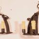 Pair of wrought iron wall sconces in medieval style
