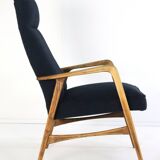 mid century vintage Fauteuil herenmodel 'Duivendrecht' donkerblauw | opnieuw bekleed