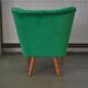 Fauteuil cocktail vintage vert et marron en velours et bois, années 1950