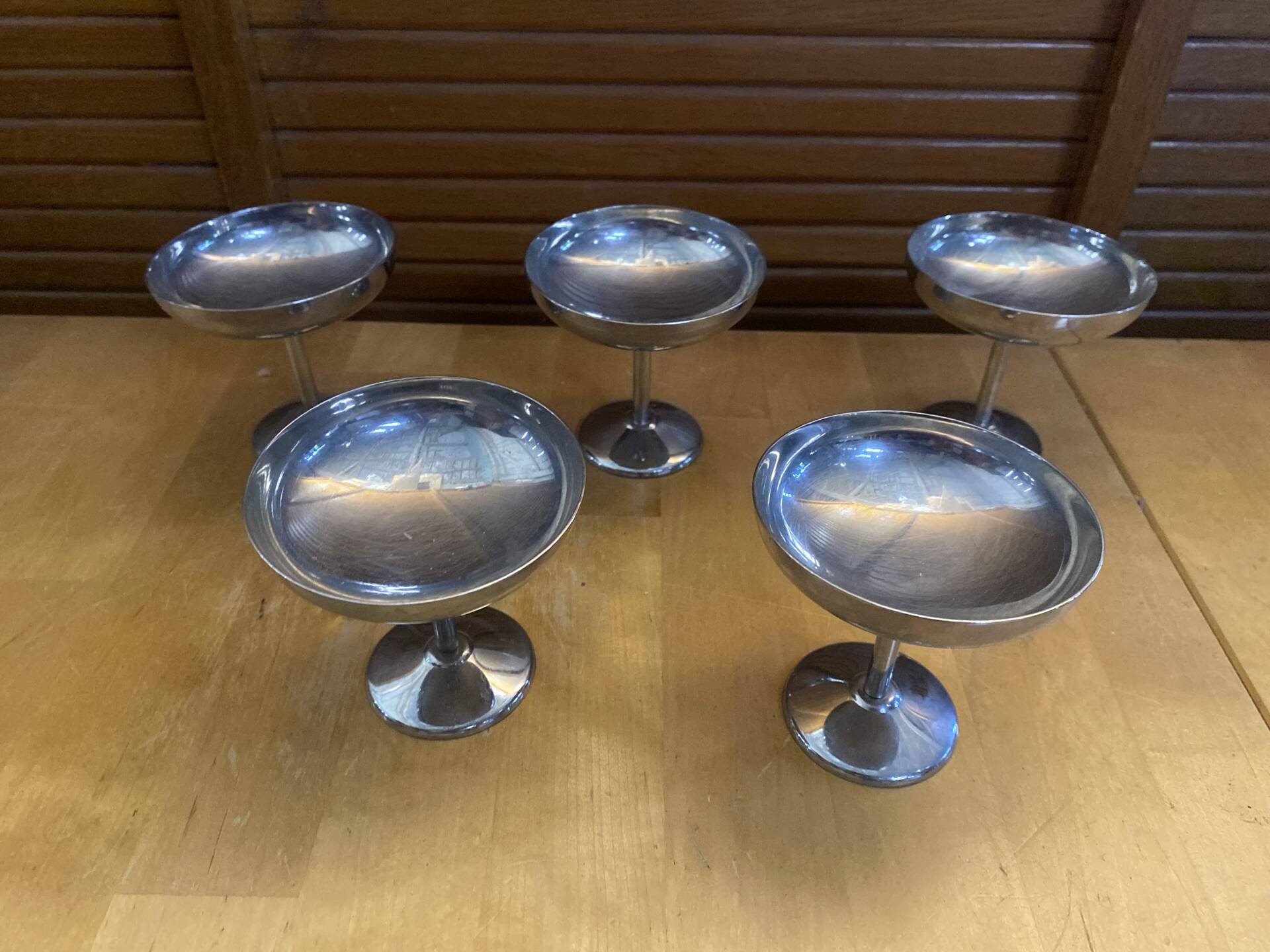 Set of 5 ice cream bowls guy degrenne stainless steel made in france vintage #e2