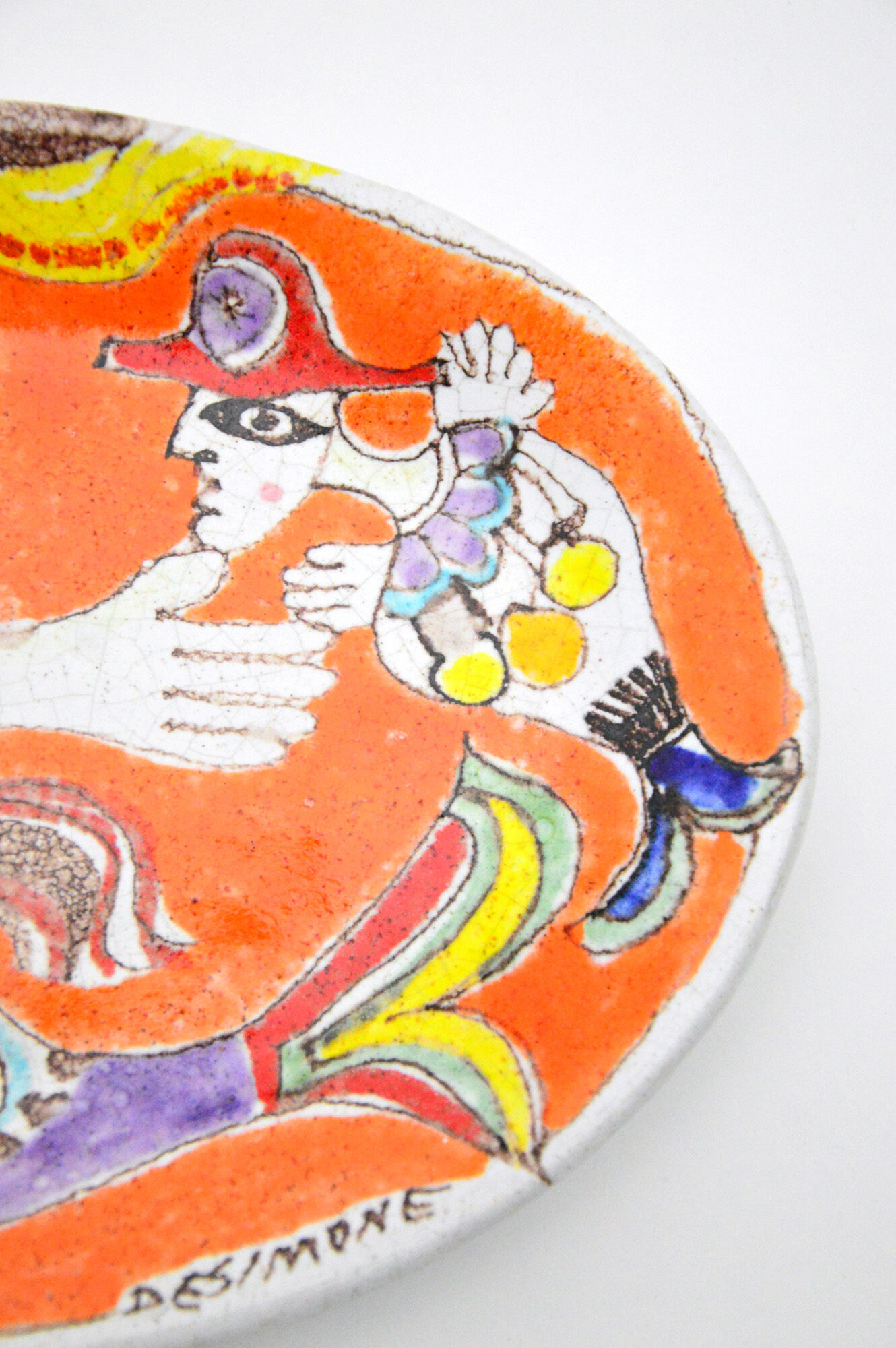 Vintage italian ceramic oval plate by Giovanni De Simone, 1960s