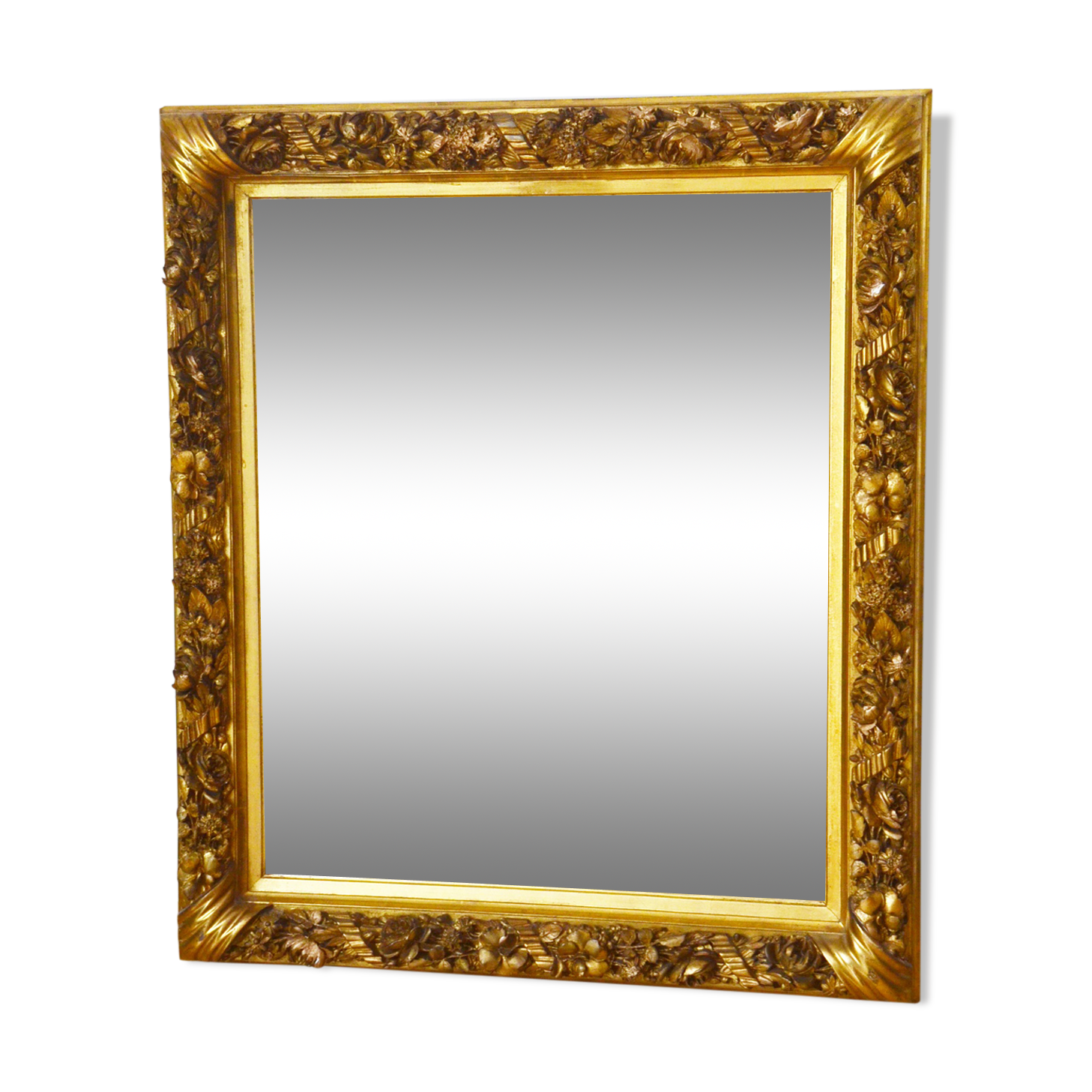 Miroir de cheminée XIXème siècle bois et stuc