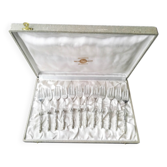 Set of 12 silver-plated cake forks SFAM "A la Russe" model