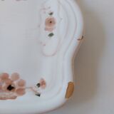 Antique dish in white ceramic and pink spring flowers Niderviller France
