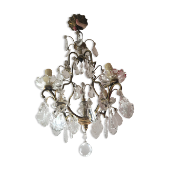Antique cage chandelier with crystal grapevines