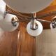 Chrome Sputnik chandelier and white frosted glass globes