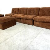 Vintage brown fabric modular sofa, 1970s