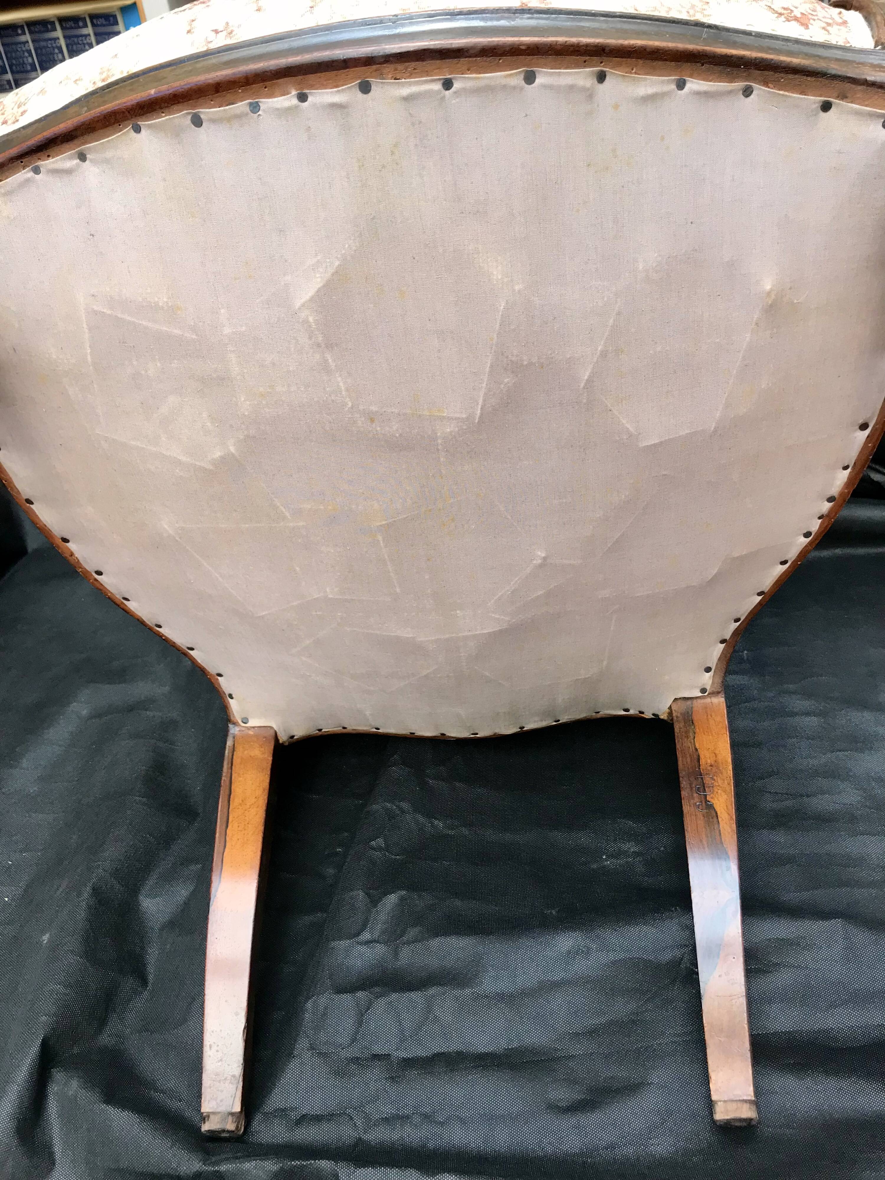 Shepherdess armchair in rosewood fleuron shell Napoleon III