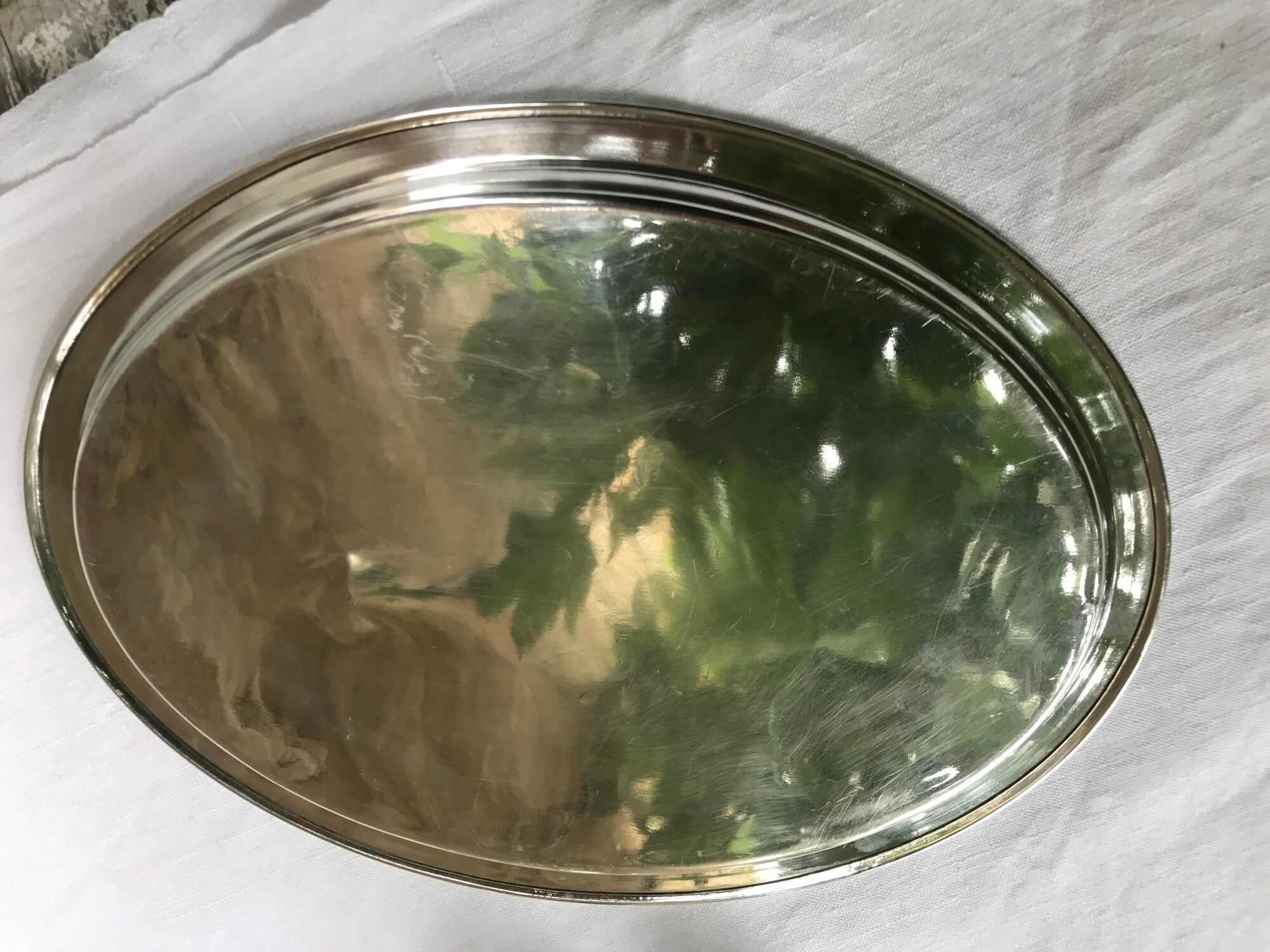 Silver Metal Liquor Service. tray and 6 cups