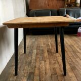 Vintage square table feet black compass tray solid beech