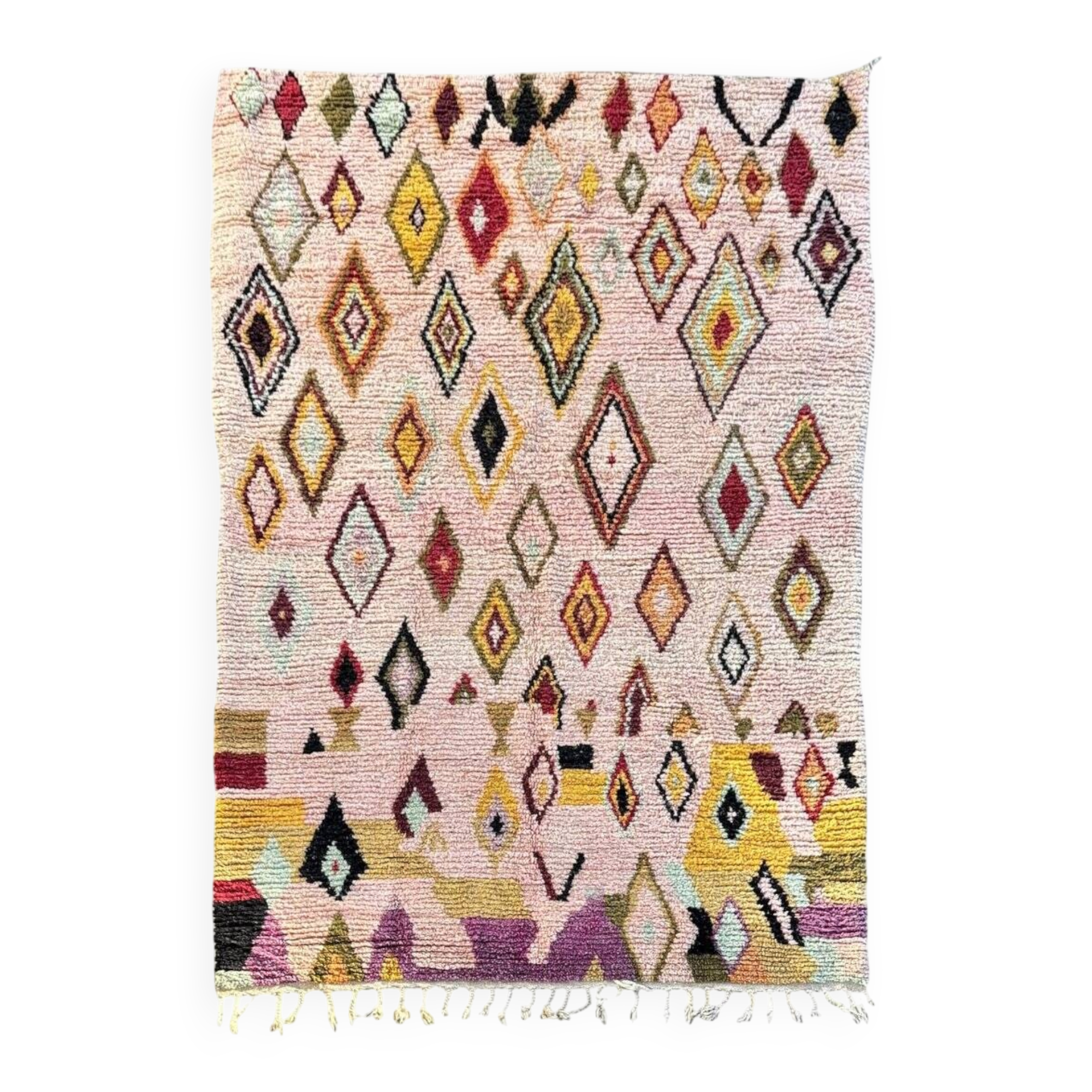 Moroccan bohemian Berber rug in multicoloured wool.