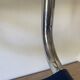 Office chair in blue imitation leather and chrome metal, Matteo Grassi style