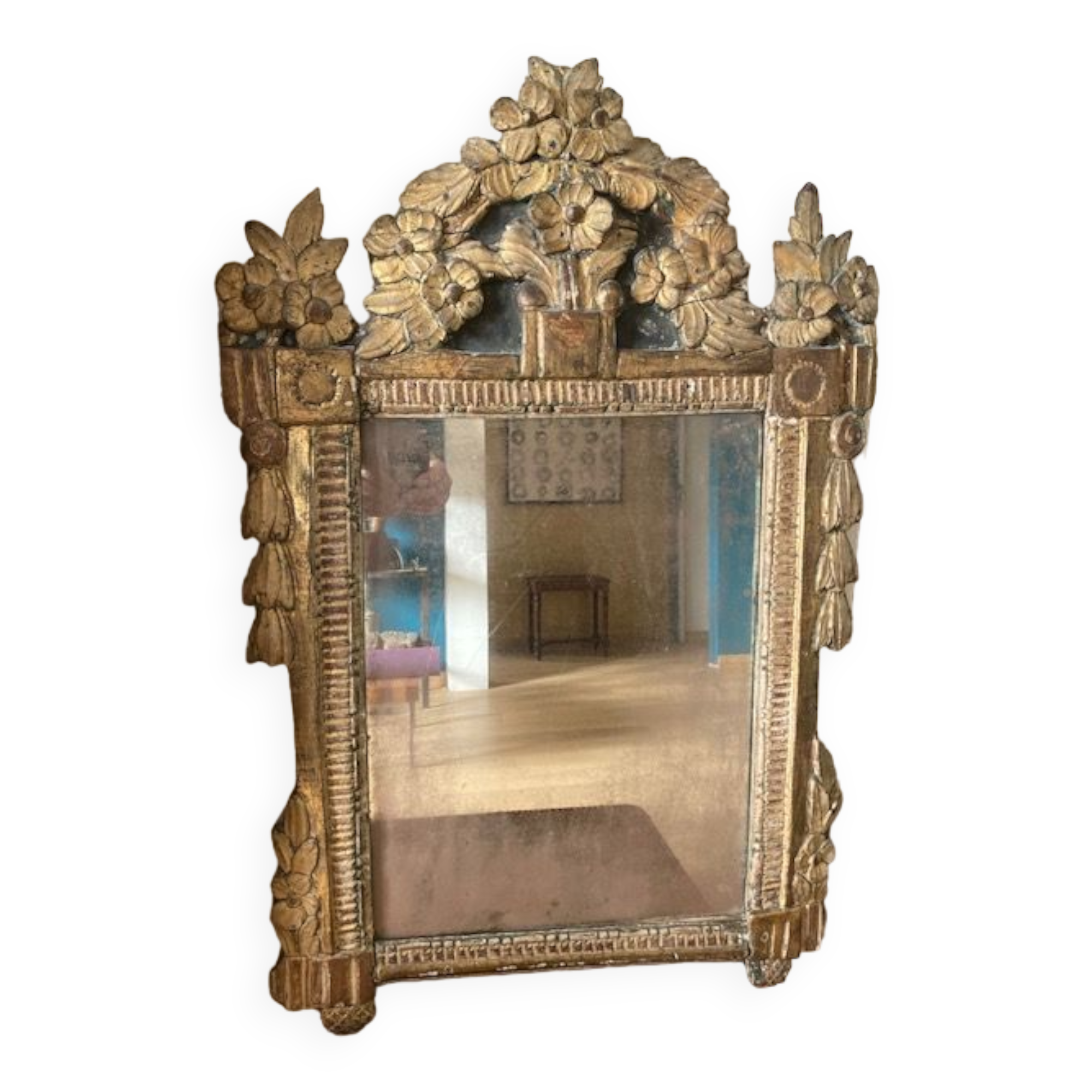 Old mirror gilded wood style L XVI