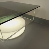 Vintage Italian square illuminated coffee table in glass and plexiglass
