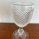 Two 19th-century moulded crystal glasses with diamond points.