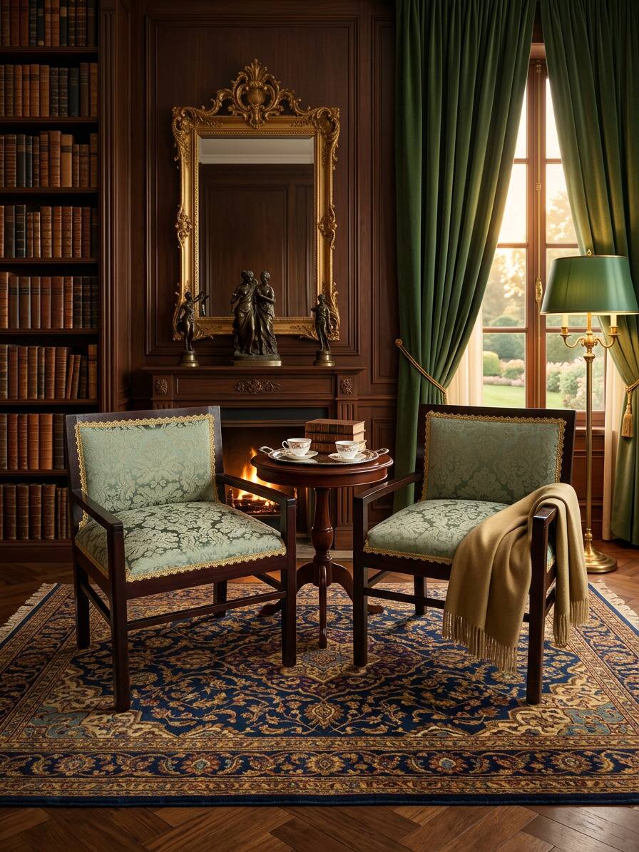 Coppia di Poltroncine Vintage Anni '70 in Mogano e Pregiata Seta di San Leu