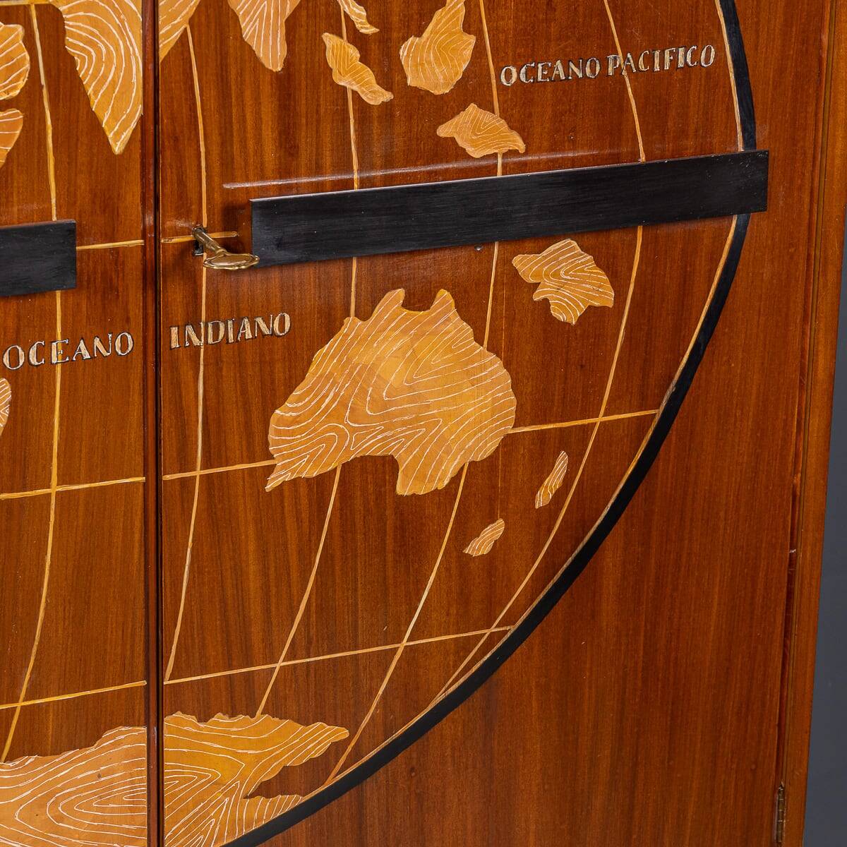 20thc italian stylised "map of the world" cabinet c.1950