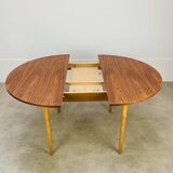 Round extendable Scandinavian table, teak, 1960s