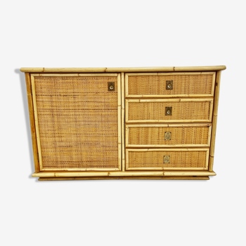 Wicker and bamboo cabinet by Dal Vera, 1970s