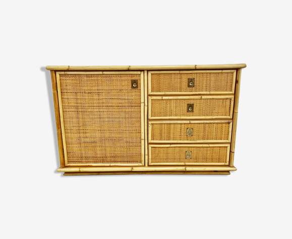 Wicker and bamboo cabinet by Dal Vera, 1970s