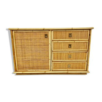 Wicker and bamboo cabinet by Dal Vera, 1970s