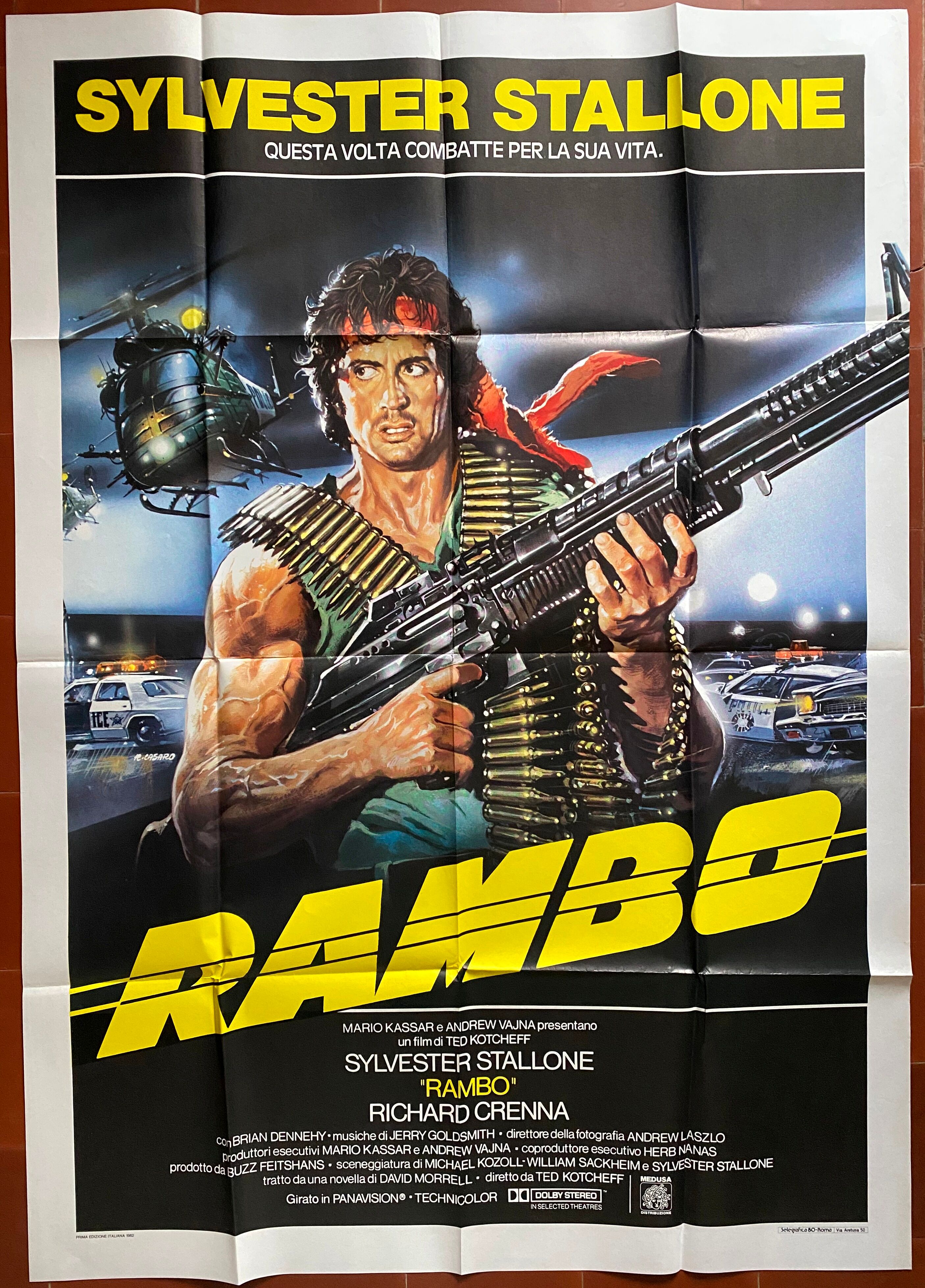 Affiche cinéma originale "Rambo" Sylvester Stallone 100x140cm 1982