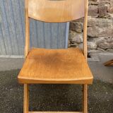 6 folding wooden bistro terrace cafe chairs 60's