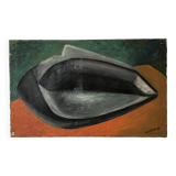 Oil on canvas by A. Gareau 1959 still life with ceramics
