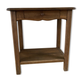Console, Vintage side table with a drawer and a low shelf in solid wood