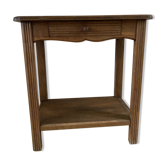 Console, Vintage side table with a drawer and a low shelf in solid wood