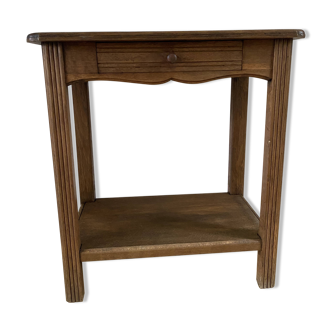 Console, Vintage side table with a drawer and a low shelf in solid wood