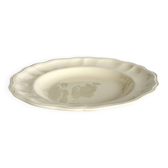 Large vintage hollow earthenware dish stamped Longchamp ivory color iron earth classic style