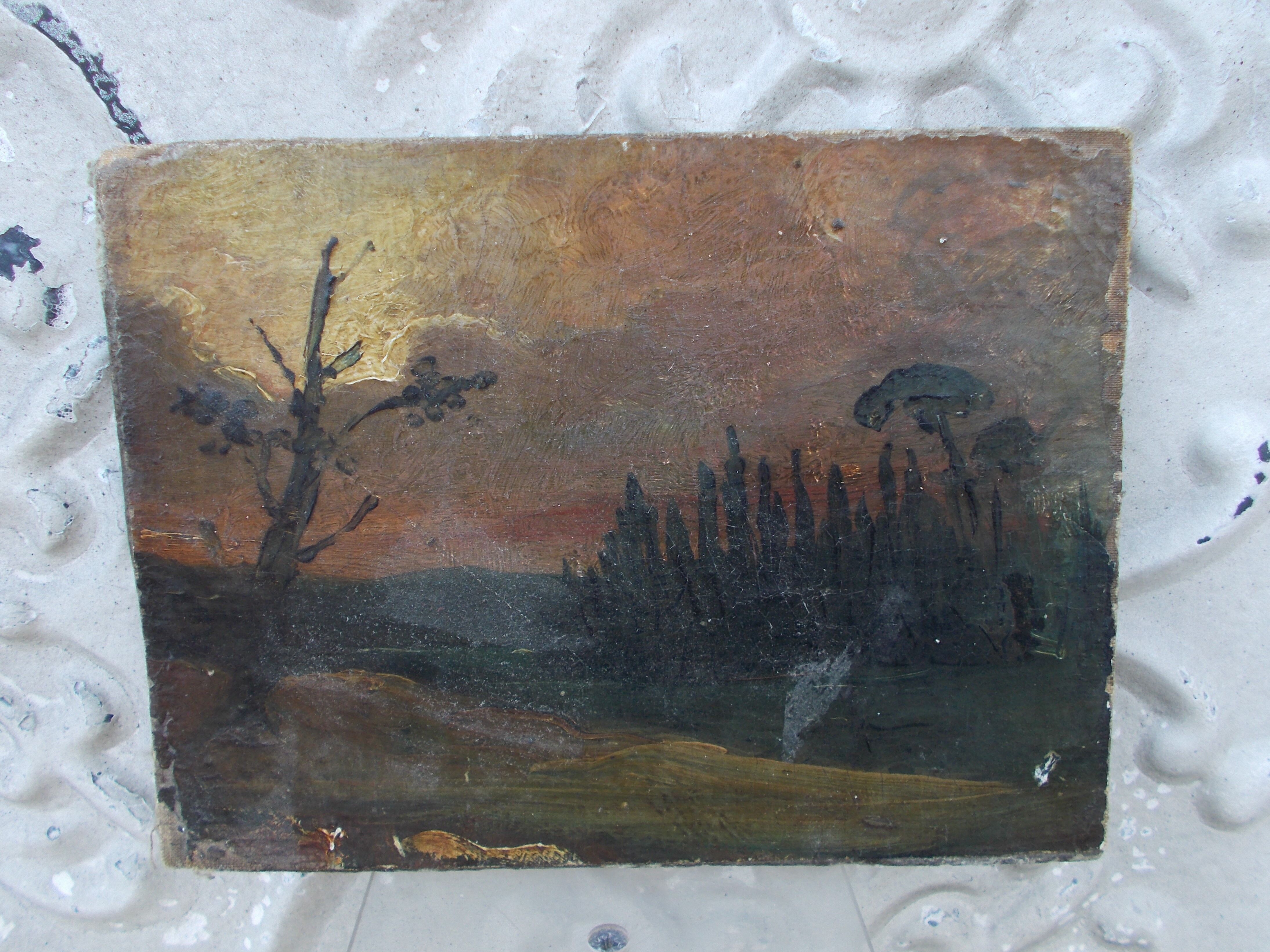 Old canvas painting by Jules Dupré