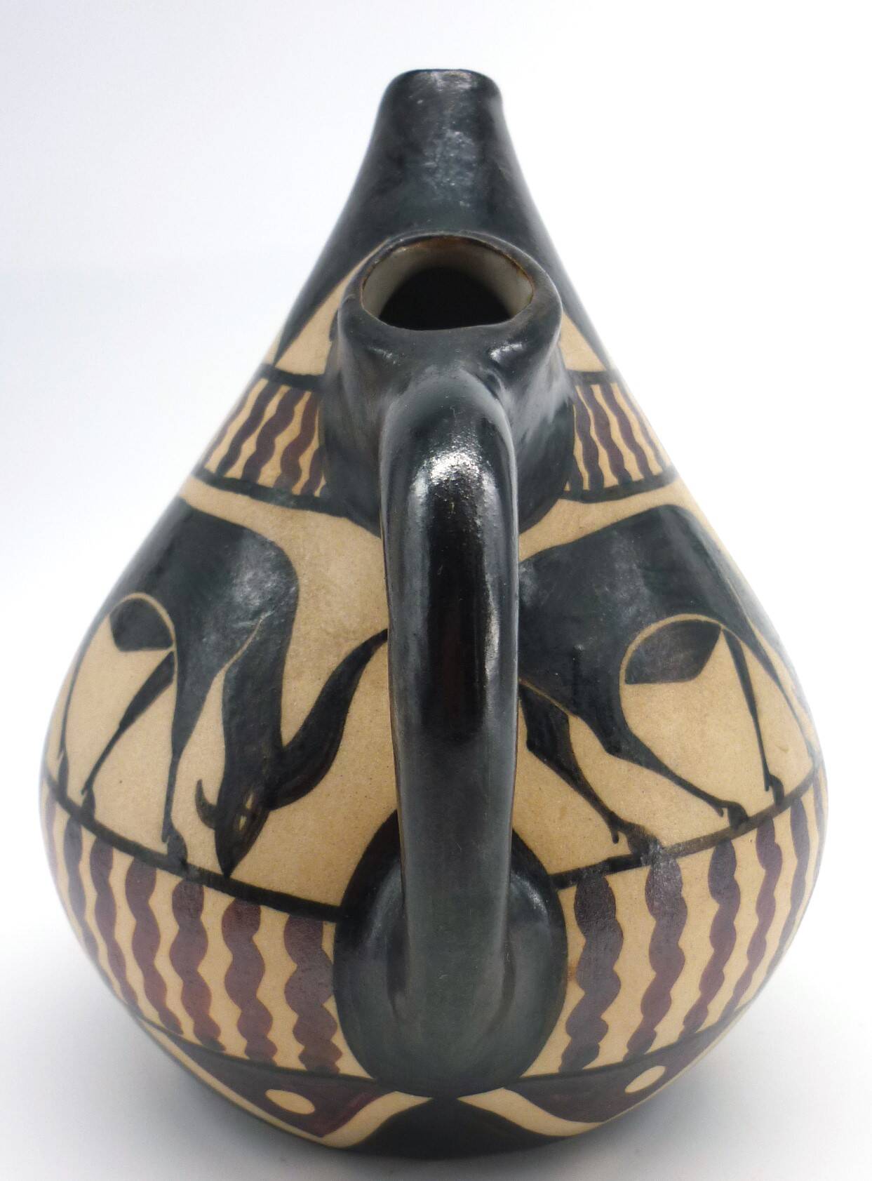 Vase pichet, céramique émaillée, art déco, E. Vilotte Ciboure, antilopes