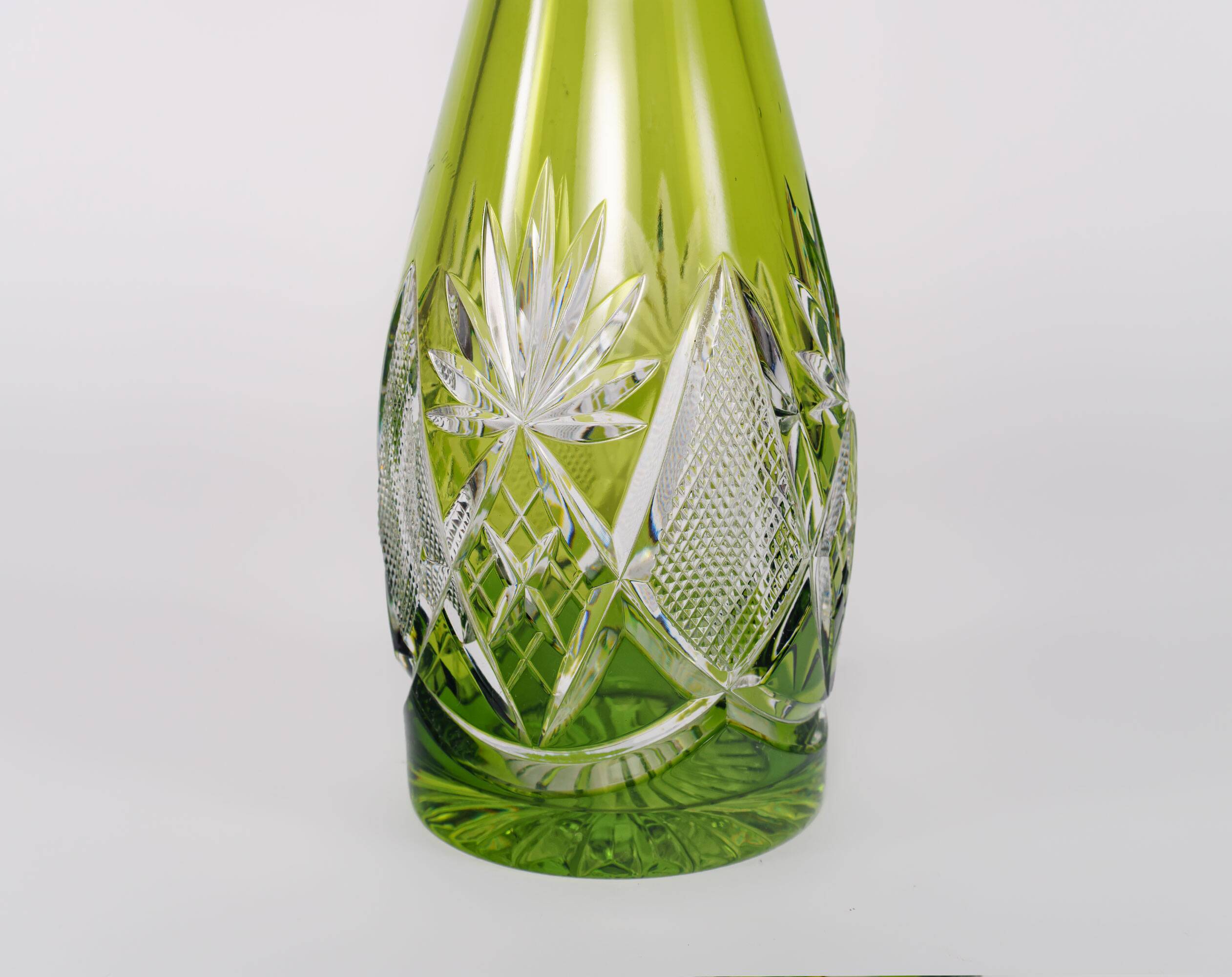 1950s Val St. Lambert ‘Berncastel’ Green Flashed & Cut Crystal Decanter