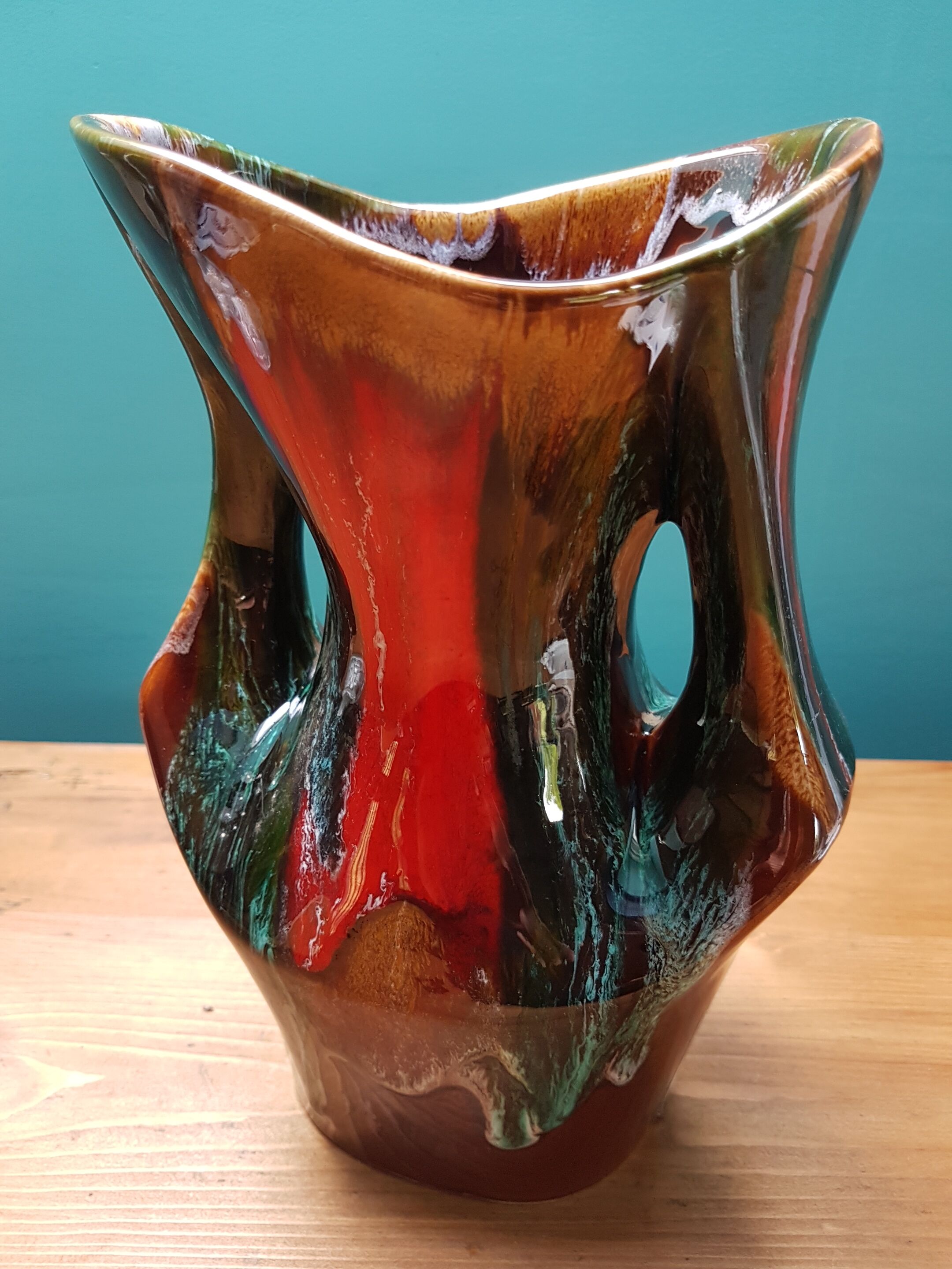 Vase poterie de Vallauris lave multicolore 1960