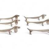 Vintage Knife Rests, Set of Six Silver Plated Dachshund Dogs, Italy, 20th-C
