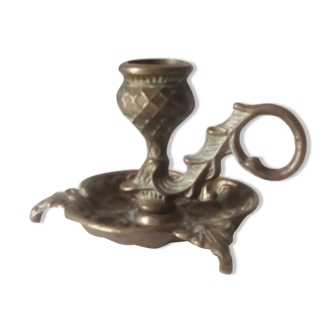 Old brass cellar rat candlestick