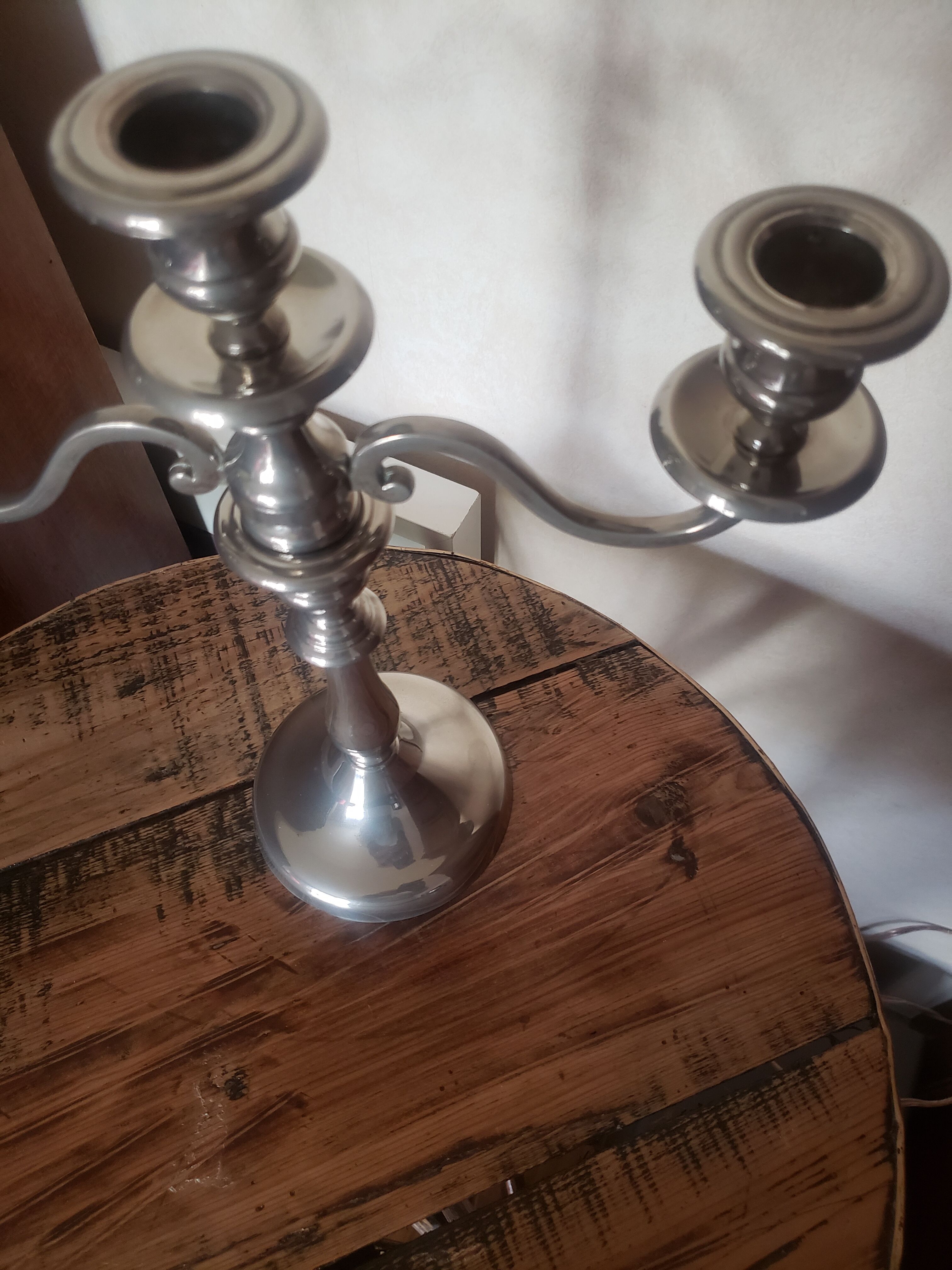 Silver 3-spoke candle holder