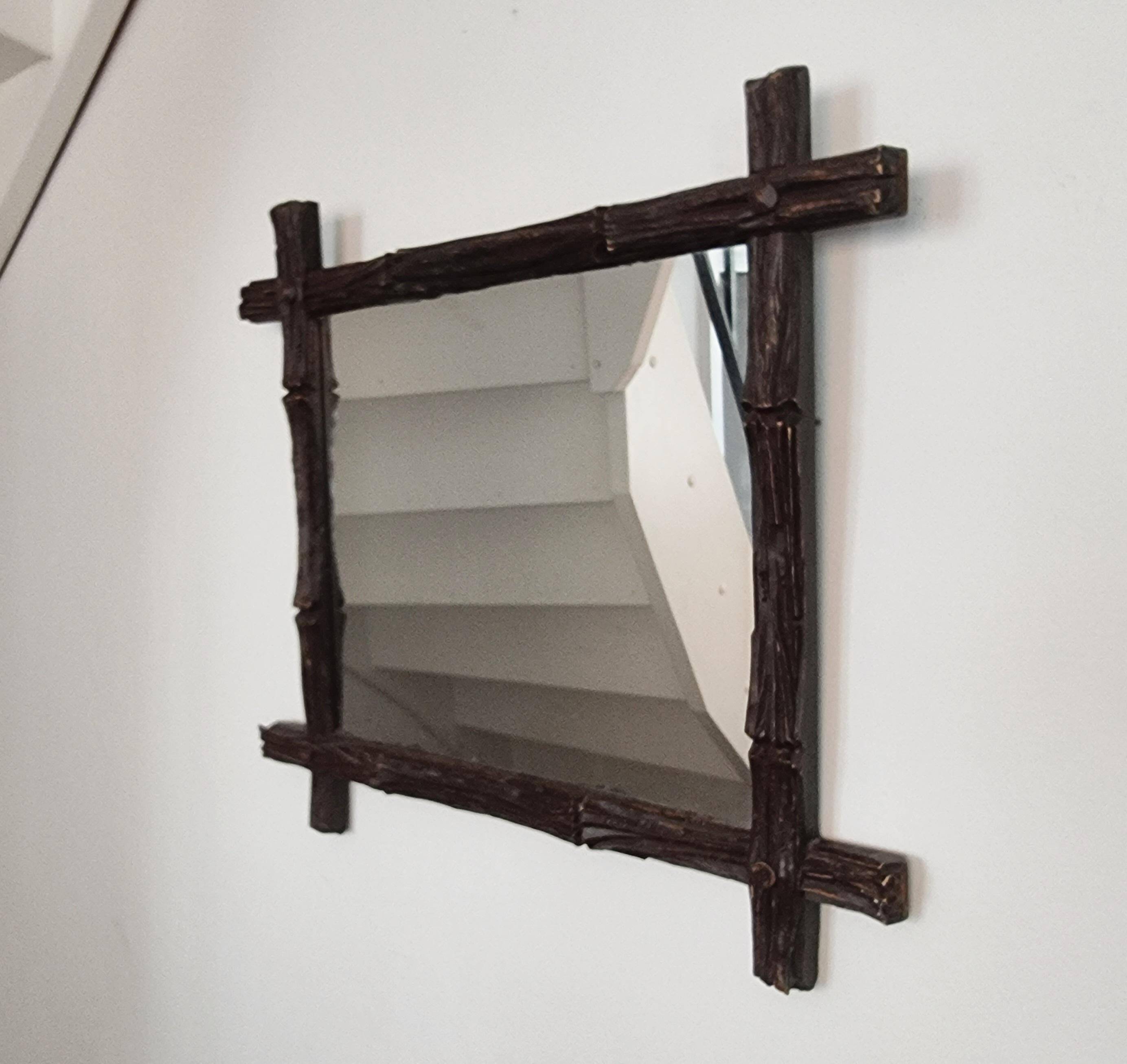 August Bergin & Co. Stockholm, mirror with wooden frame, Swedish Jugend.