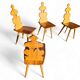 Vintage mid-century brutalist style design Tiroler chair set of 4