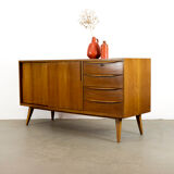 Midcentury Walnut Sideboard with sliding doors and drawers, 1950s