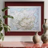 Russian and Chinese Empires, period map, 1887, Authentic.