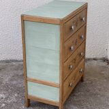 Art deco chest of drawers raw wood and khaki